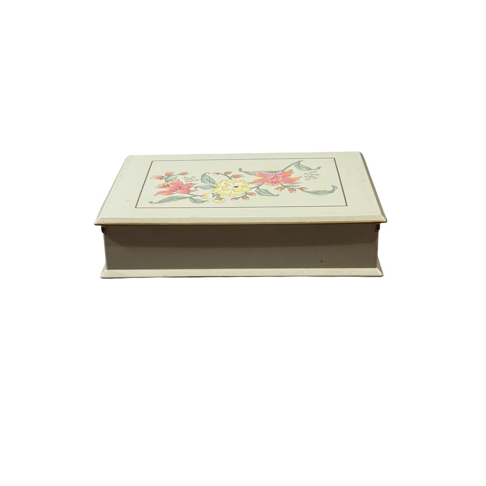 Otagiri Vintage Lacquerware Floral Jewelry Trinket Box Cream Gold OS - Picture 4 of 7